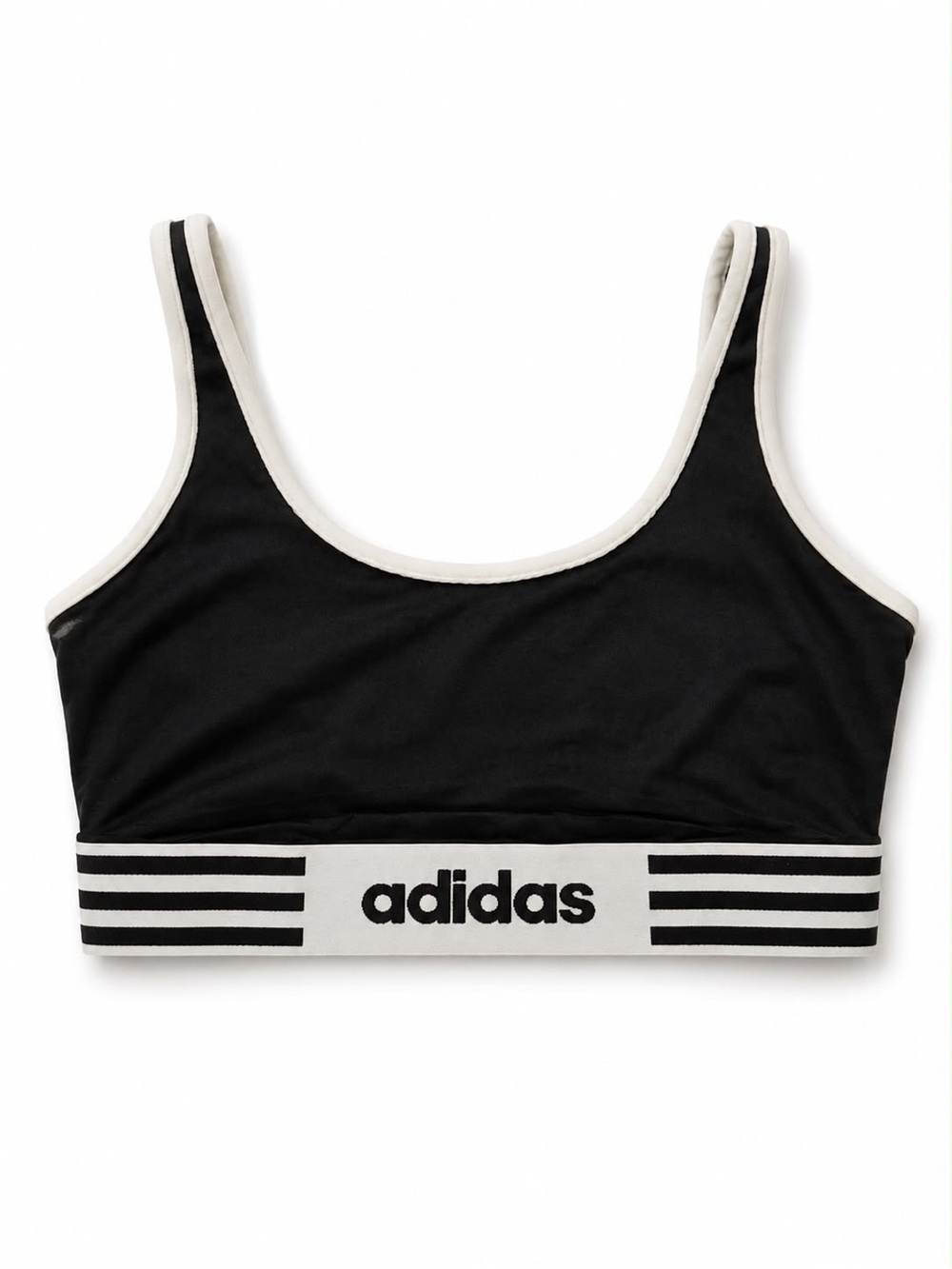 adidas Black Bralette with Cream Contrast Band